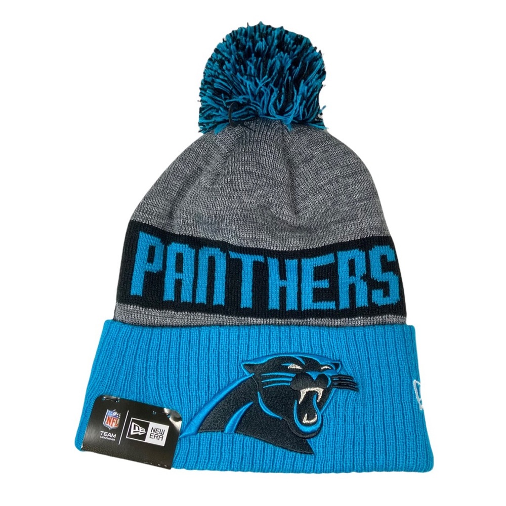 NFL New Era Carolina Panthers Knit Cap Beanie Hat Pom Size OSFM